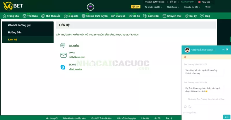 Chăm sóc khách hàng V9Bet