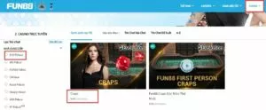 craps fun88 - khám phá trò chơi craps tại fun88 4 chọn sảnh casino để chơi craps fun88