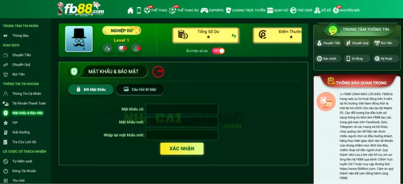 Tính bảo mật an toàn Fb88