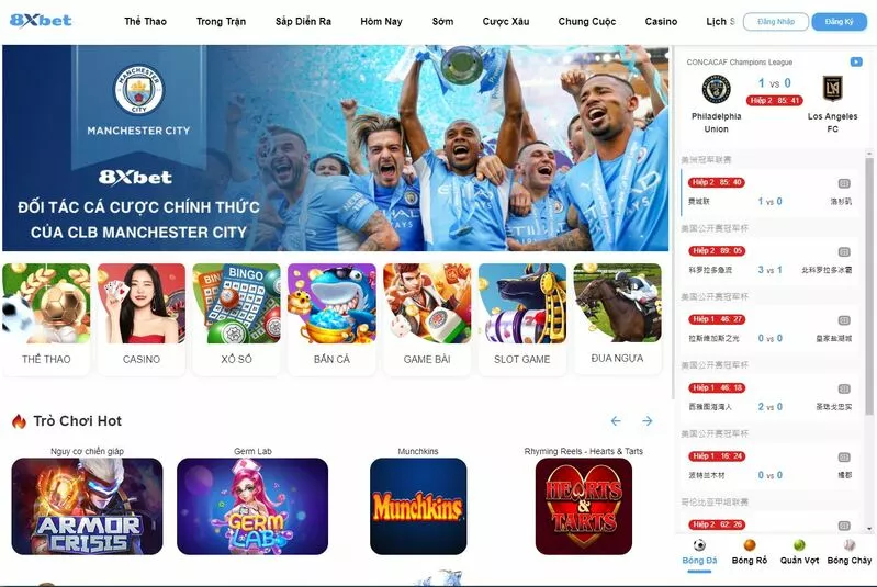 Giao diện nhà cái 8xbet ấn tượng