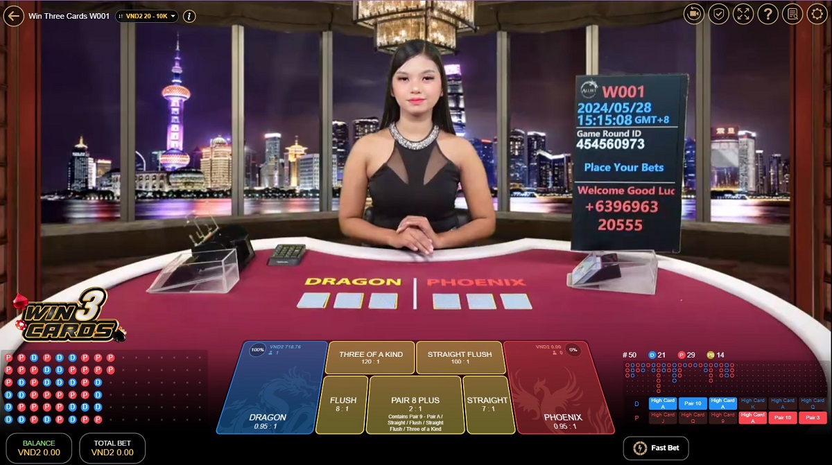 hướng dẫn cách chơi win 3 card tại fb88 chi tiết nhất 6 dealer lật bài và công bố kết quả ván cược