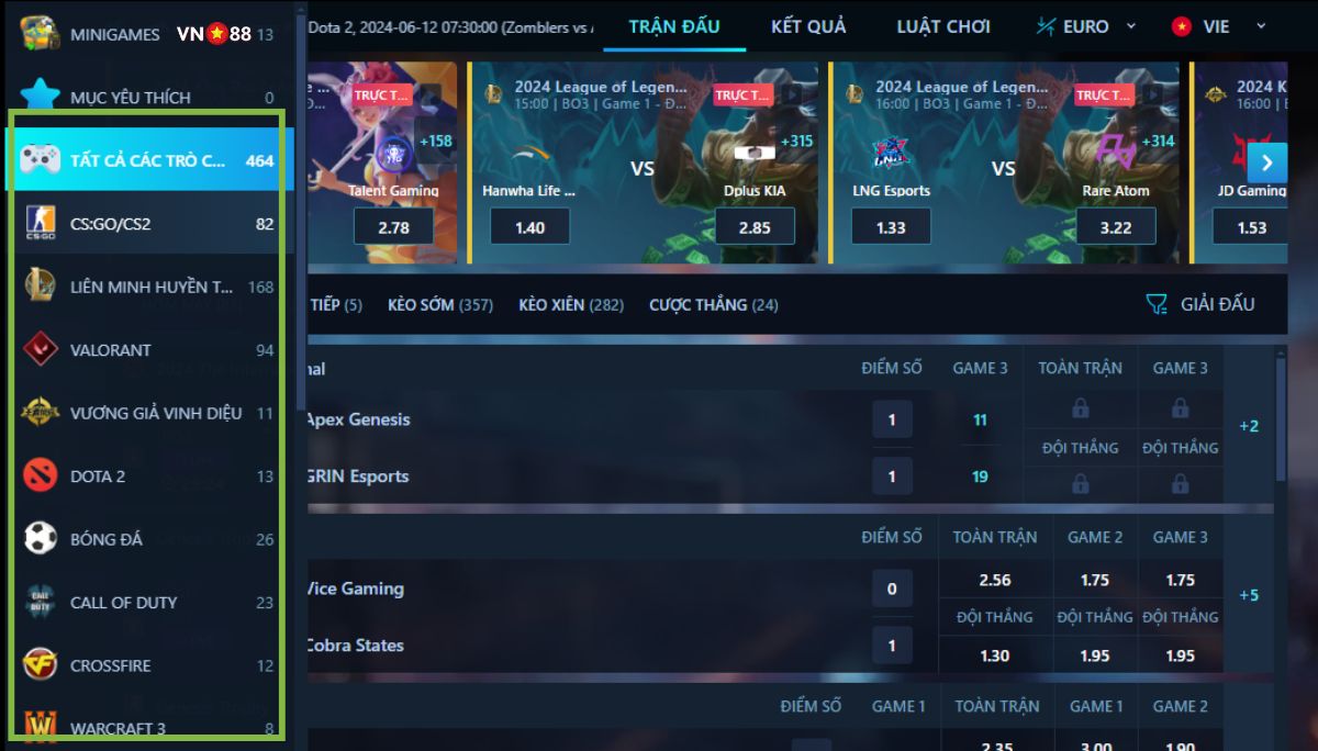hướng dẫn cá độ esport vn88 thật đơn giản với 3 bước 5 xác định được bộ môn esport muốn chơi