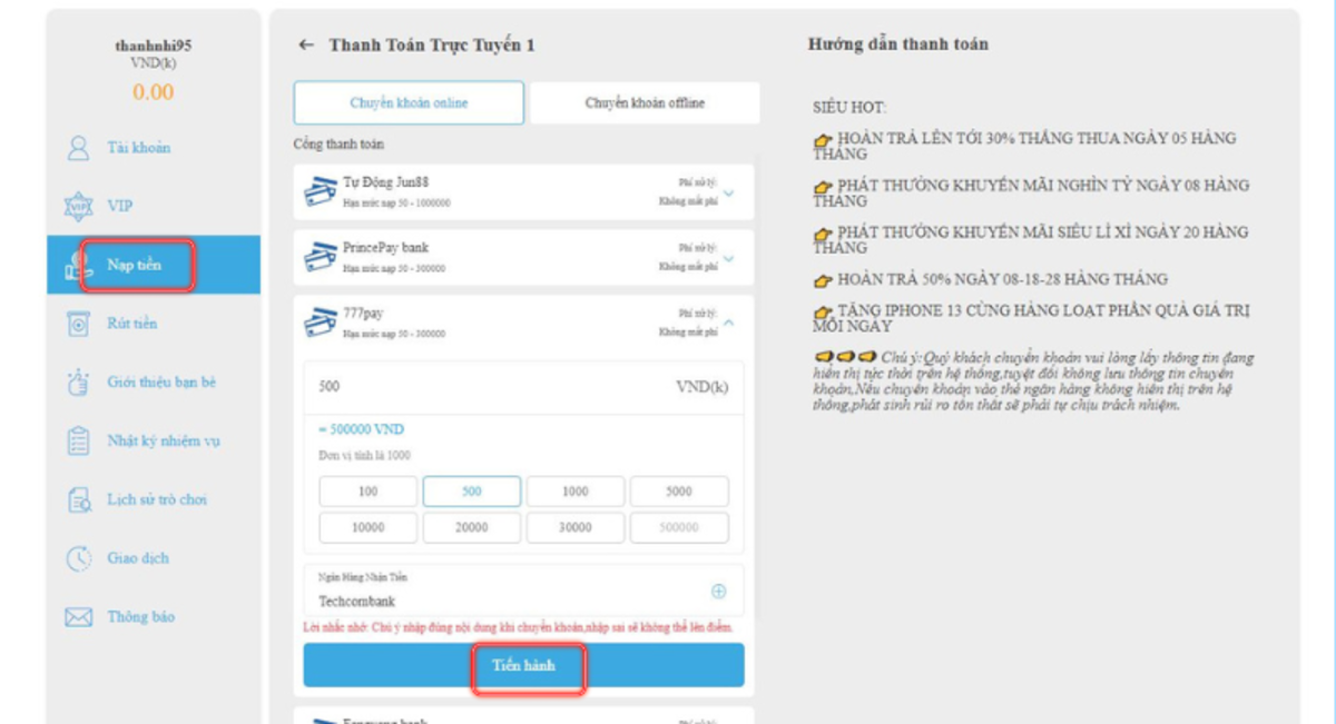 nạp tiền jun88 - cách nạp tiền vào tài khoản nhanh chóng 15 chọn hình thức nạp tiền qua chuyển khoản trực tuyến