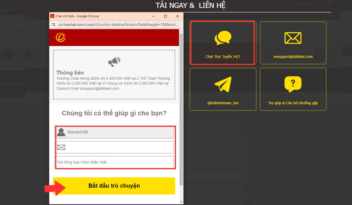 liên hệ dafabet - dịch vụ hỗ trợ khách hàng chuyên nghiệp 4 liên hệ dafabet bằng chat trực tuyến