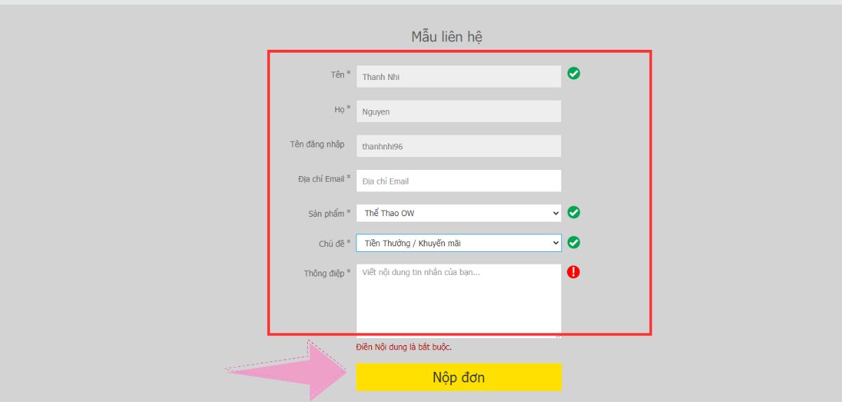 liên hệ dafabet - dịch vụ hỗ trợ khách hàng chuyên nghiệp 6 nhập thông tin vào mẫu liên hệ dafabet
