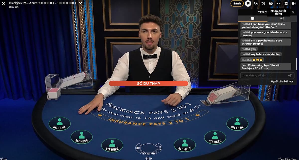 blackjack 188bet là gì? hướng dẫn cách chơi blackjack cho tân binh 2 vào phòng chơi và bắt đầu đặt cược blackjack 188bet
