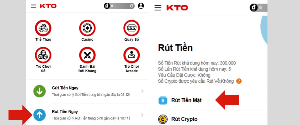 truy cập avò ví rút tiền tại kto