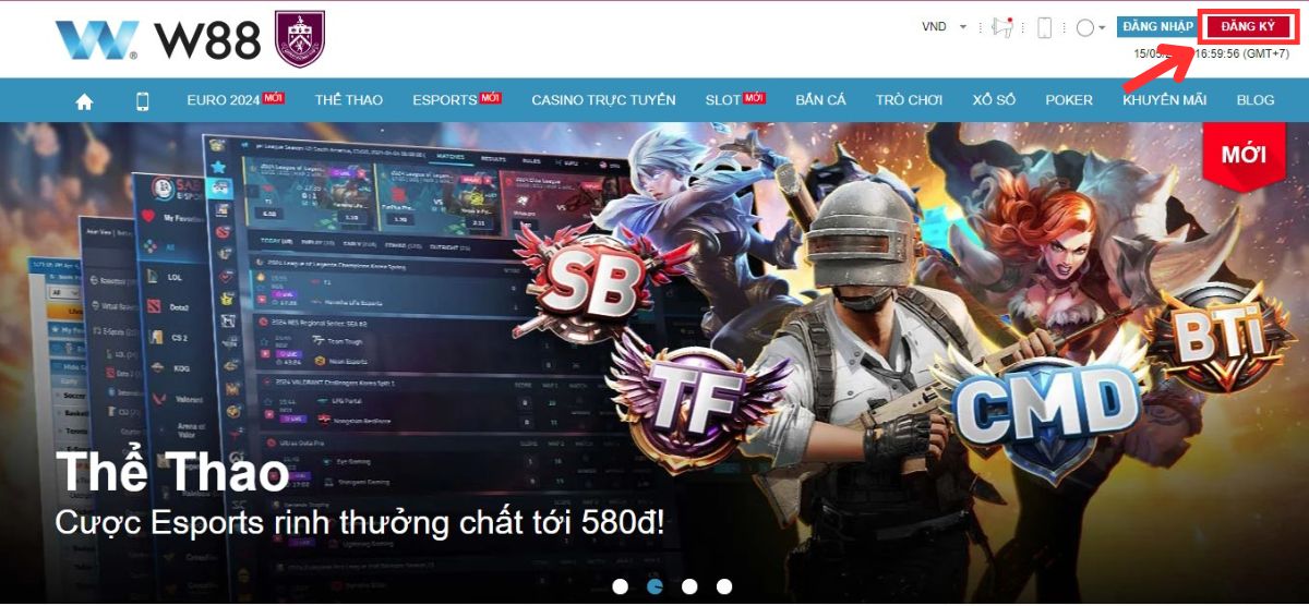 hướng dẫn đăng ký w88 nhận thưởng miễn phí 1 nhấn vào nút đăng ký tại trang chủ w88