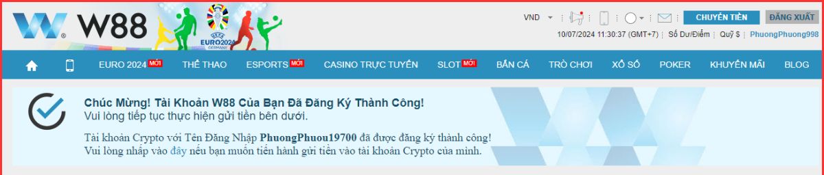 hướng dẫn đăng ký w88 nhận thưởng miễn phí 3 thông báo đăng ký tài khoản w88 thành công