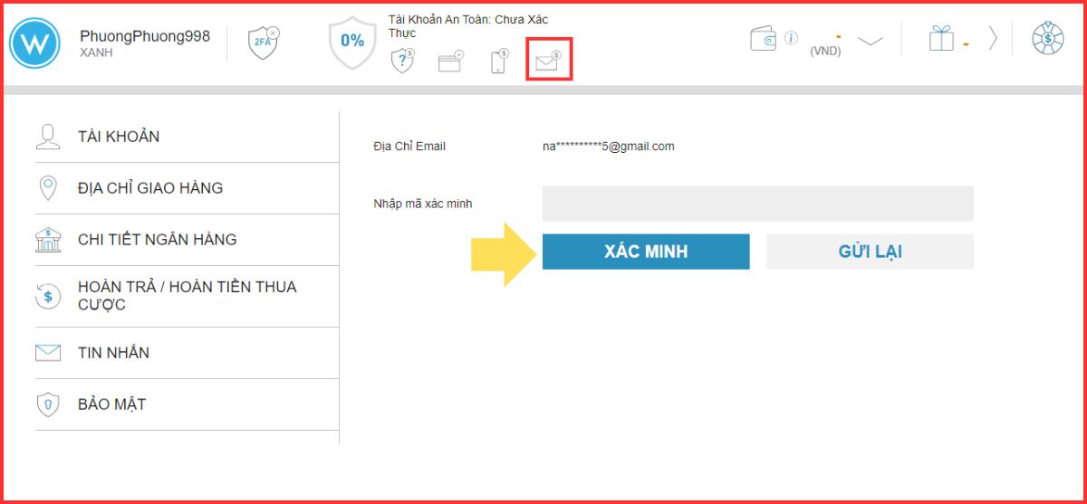 hướng dẫn đăng ký w88 nhận thưởng miễn phí 7 xác thực tài khoản w88 bằng email