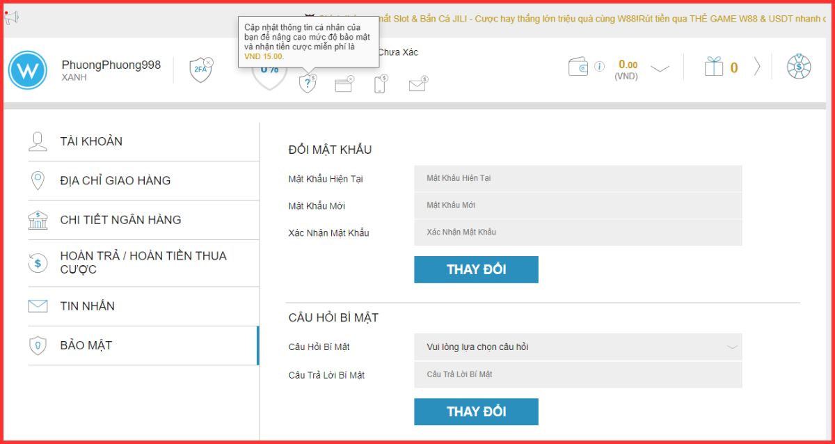 hướng dẫn đăng ký w88 nhận thưởng miễn phí 4 xác thực thông tin cá nhân w88