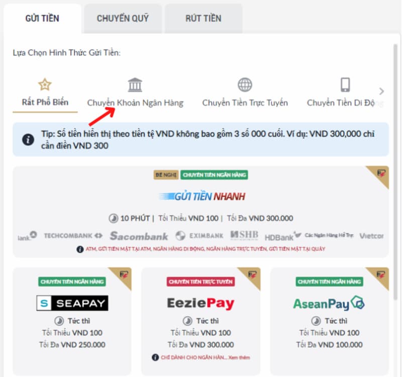 hướng dẫn nạp tiền m88 nhà cái một cách nhanh chóng và an toàn 2 lấy thông tin tài khoản ngân hàng m88