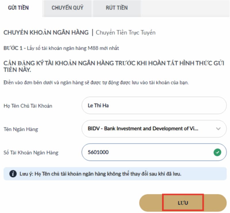 hướng dẫn nạp tiền m88 nhà cái một cách nhanh chóng và an toàn 3 lưu thông tin tài khoản ngân hàng