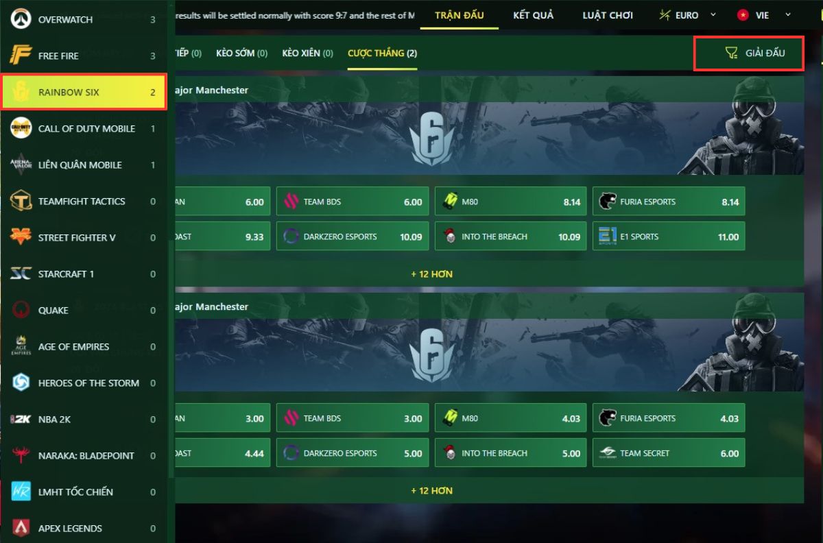 hướng dẫn 3 bước cá cược rainbow six fb88 chi tiết nhất 2 tham khảo các trận đấu rainbow 6 mà fb88 mở kèo