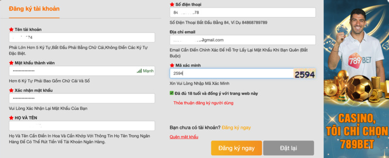 điền thông tin mở tài khoản 789bet