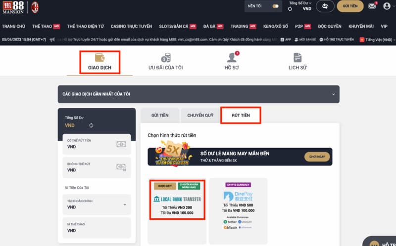 hướng dẫn rút tiền m88 an toàn nhất, đảm bảo thành công 100% 4 tạo lệnh rút tiền m88