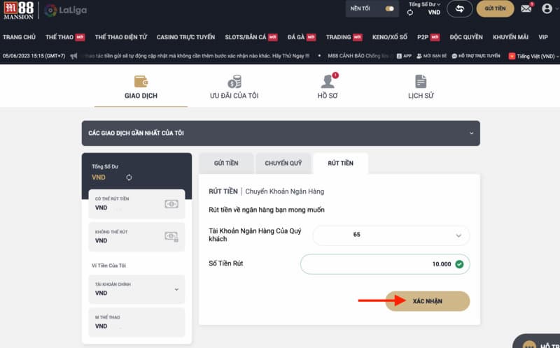 hướng dẫn rút tiền m88 an toàn nhất, đảm bảo thành công 100% 5 tiến hành rút tiền m88 về tài khoản ngân hàng